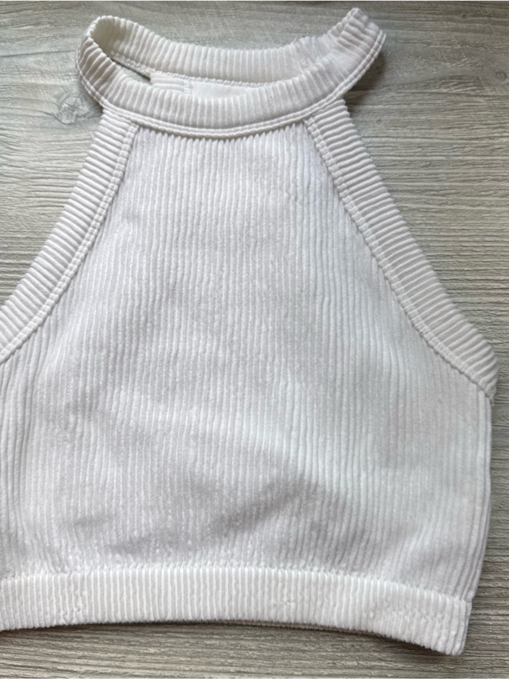 aerie Cream Ribbed Halter Crop Sweater Tank